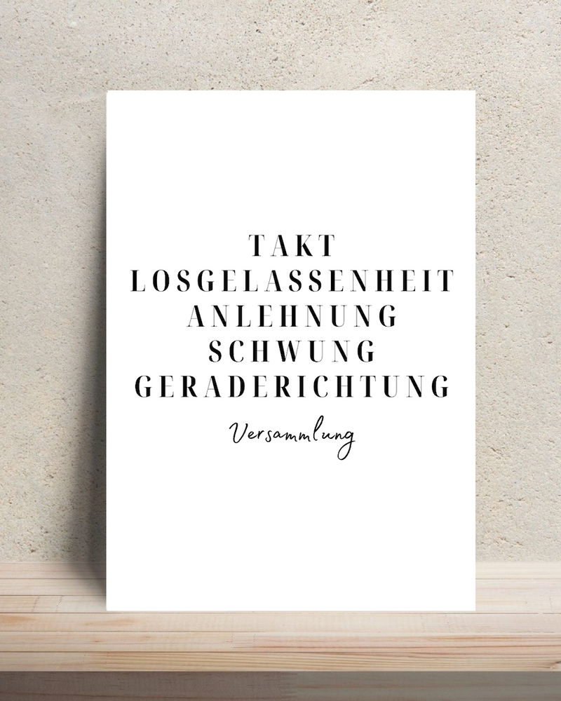 Poster - Takt Losgelassenheit Anlehnung Schwung Geraderichtung Versammlung